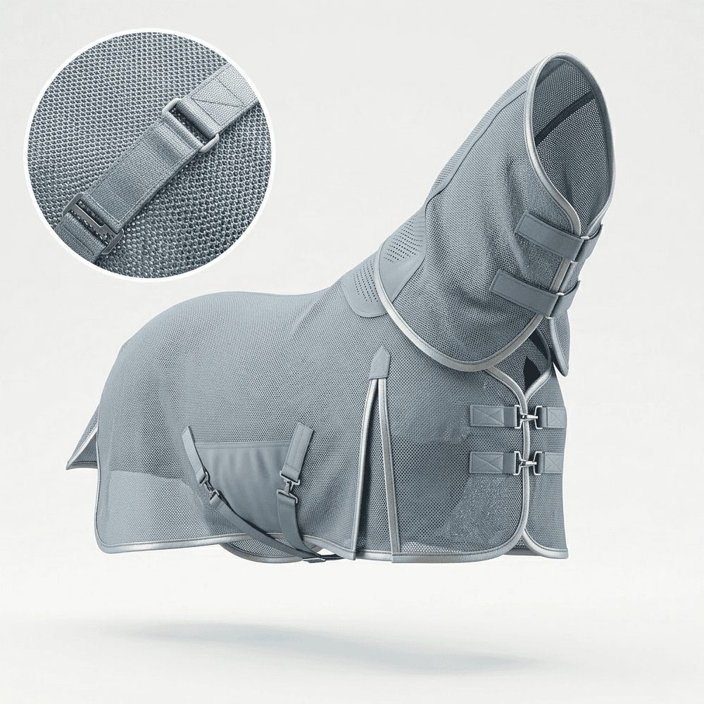 Custom grey horse fly sheet from a leading horse fly sheet manufacturer