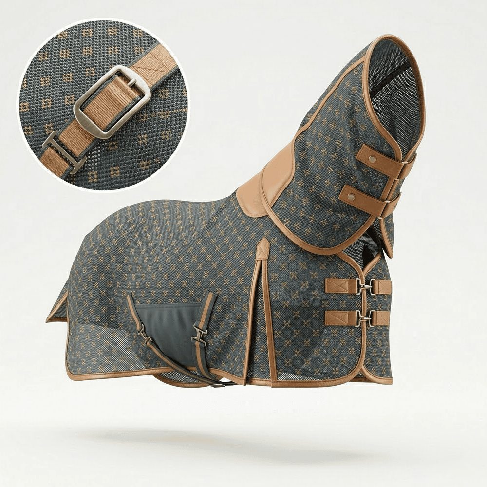 Custom tan horse fly sheet from a leading horse fly sheet manufacturer