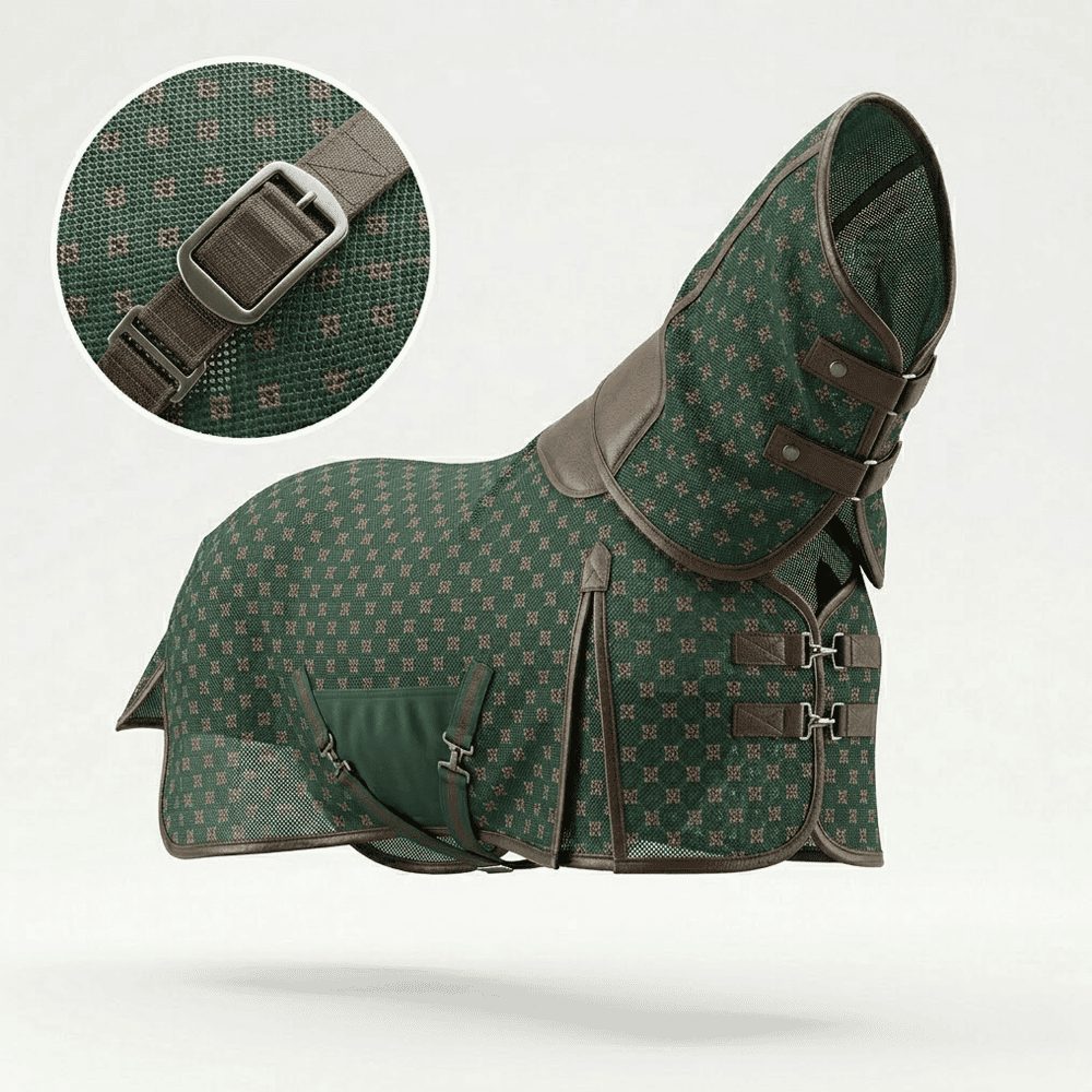 Custom green horse fly sheet from a leading horse fly sheet manufacturer