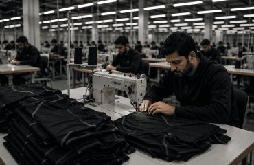 Private label activewear manufacturer sewing workshop producing fitness apparel